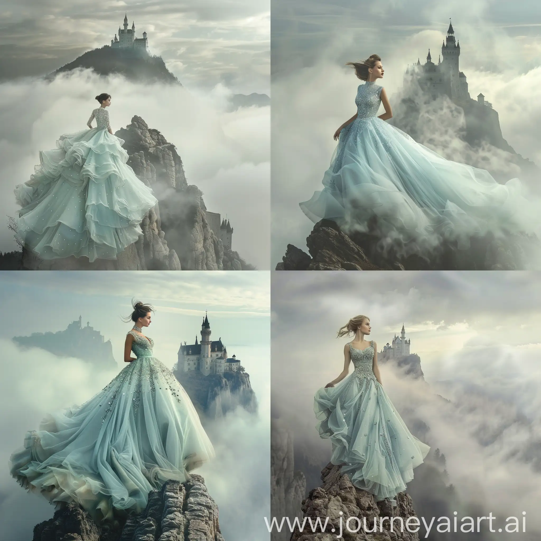 Enchanting-Sovereign-Elegant-Woman-in-GemStudded-Ball-Gown-on-Misty-Mountain-Peak