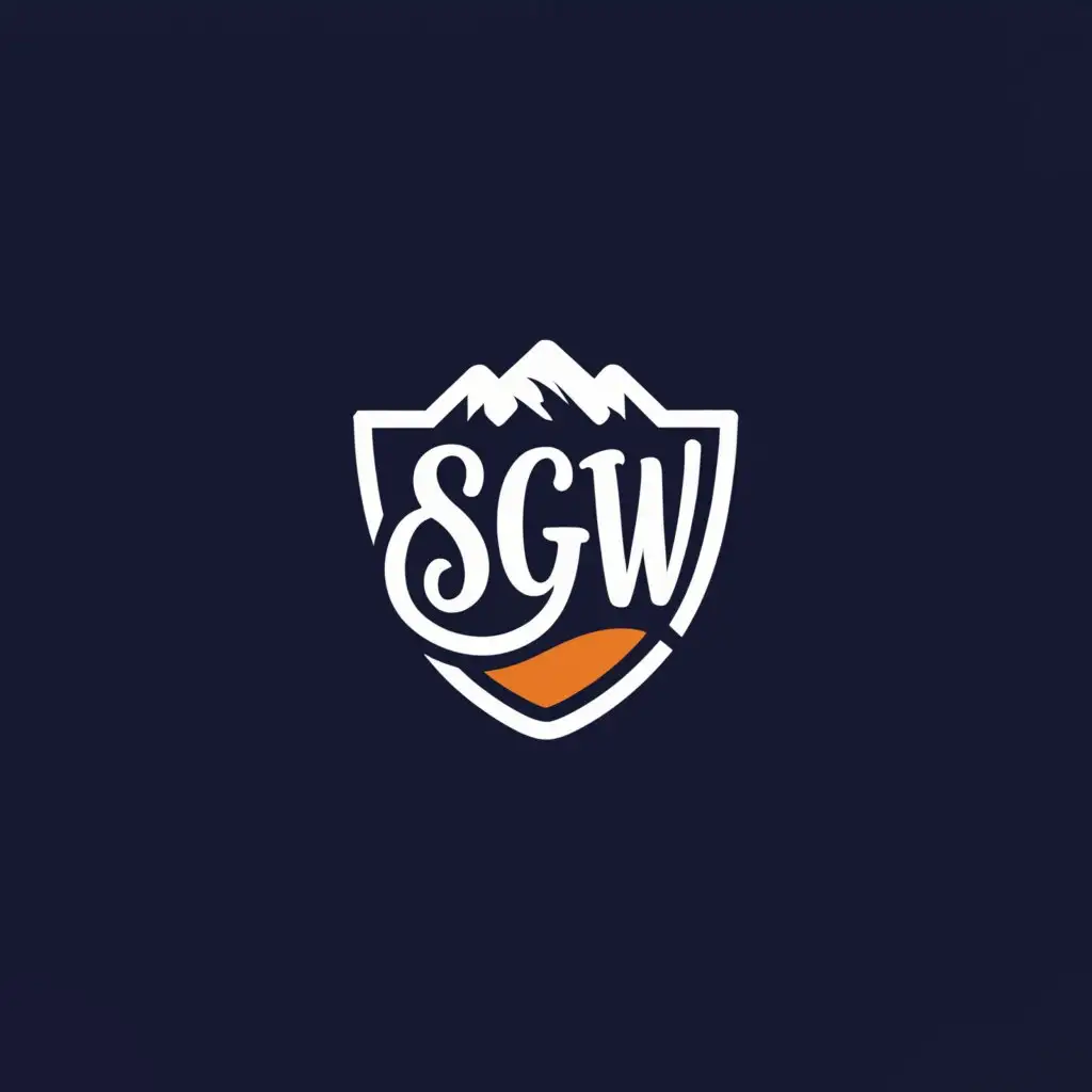 a logo design,with the text "SGW", main symbol:colorful shield with mountain, cursive, clear background,,Minimalistic,be used in Travel industry,clear background