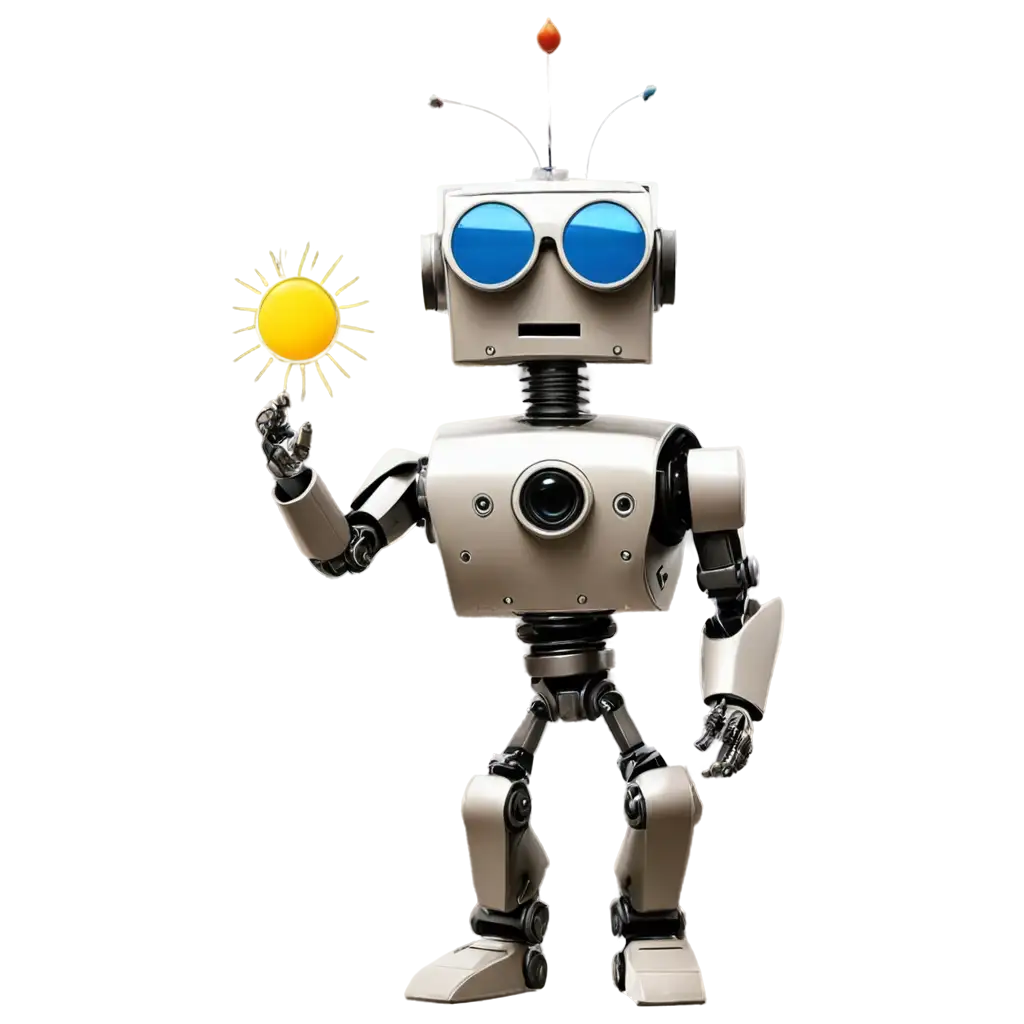 Stylish-Robot-with-Sunglasses-Enjoying-Sunset-on-Beach-Vibrant-PNG-Image