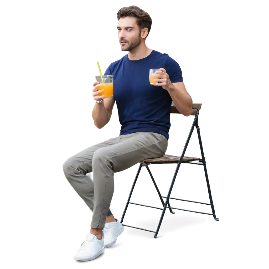 a men drink juice glass
