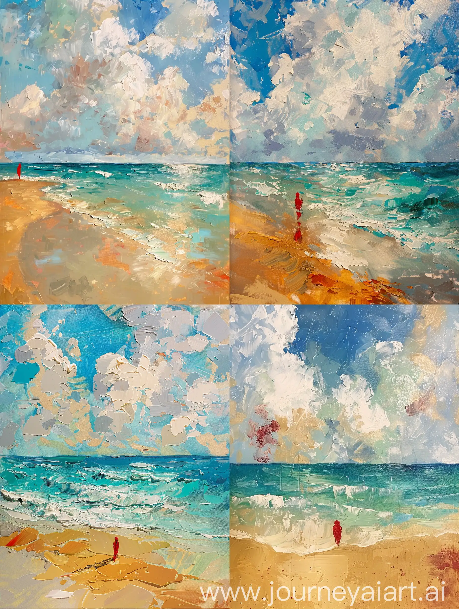 Tranquil-Beach-Scene-Solitary-Figure-Admiring-the-Sea