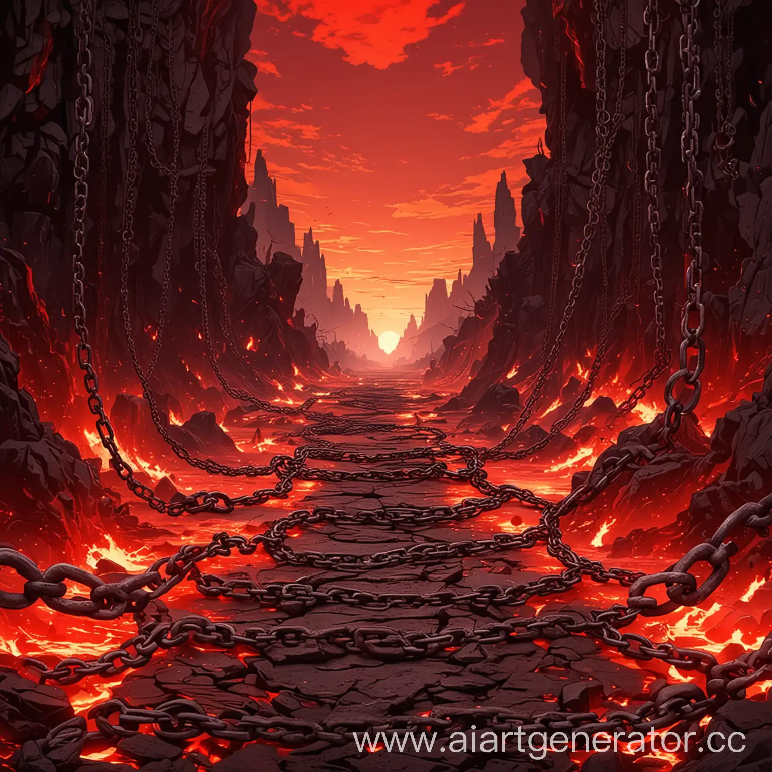 AnimeStyle-Fiery-Background-with-Chains-and-Lava