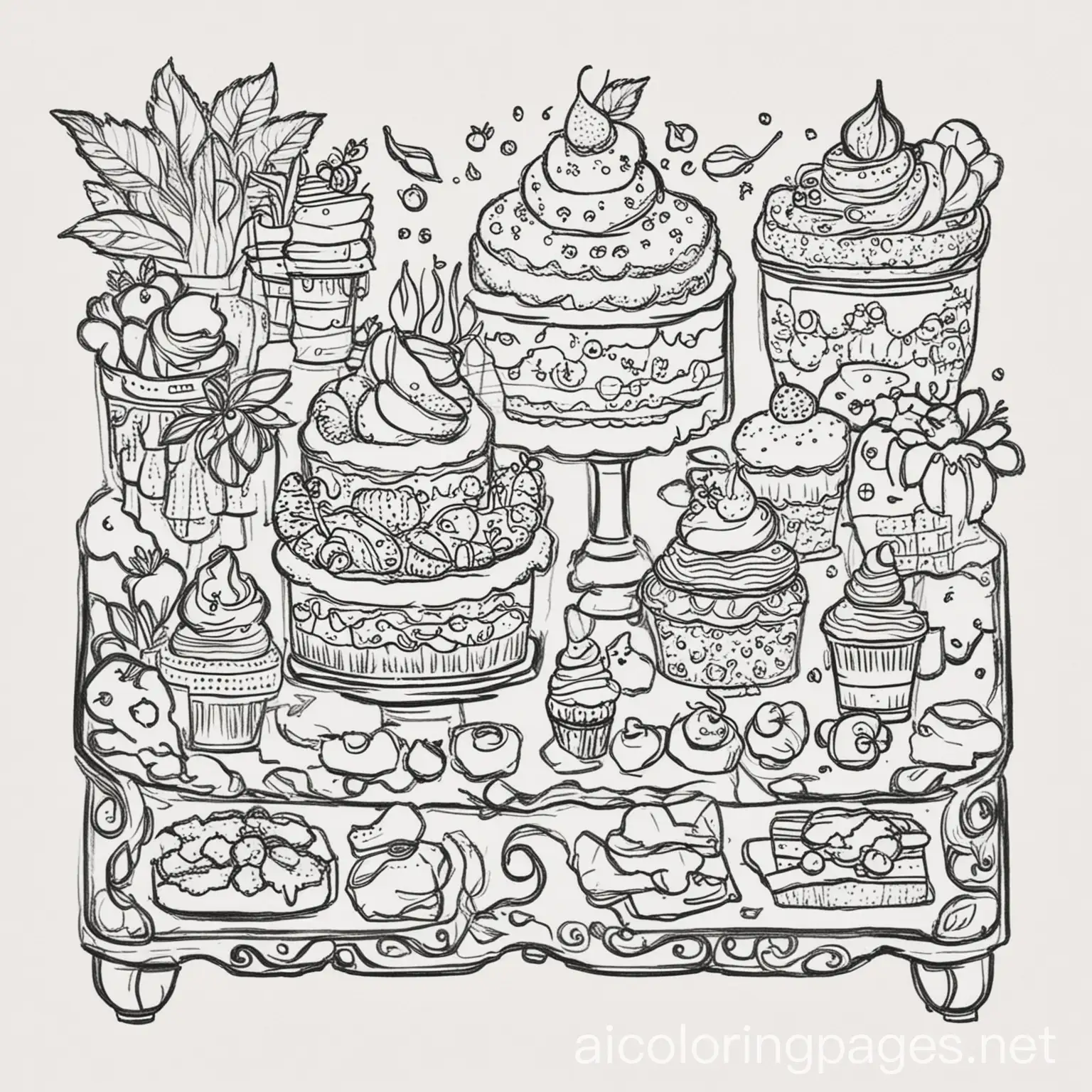 Whimsical-Regency-Era-Dessert-Table-Coloring-Page-for-Children-and-Adults