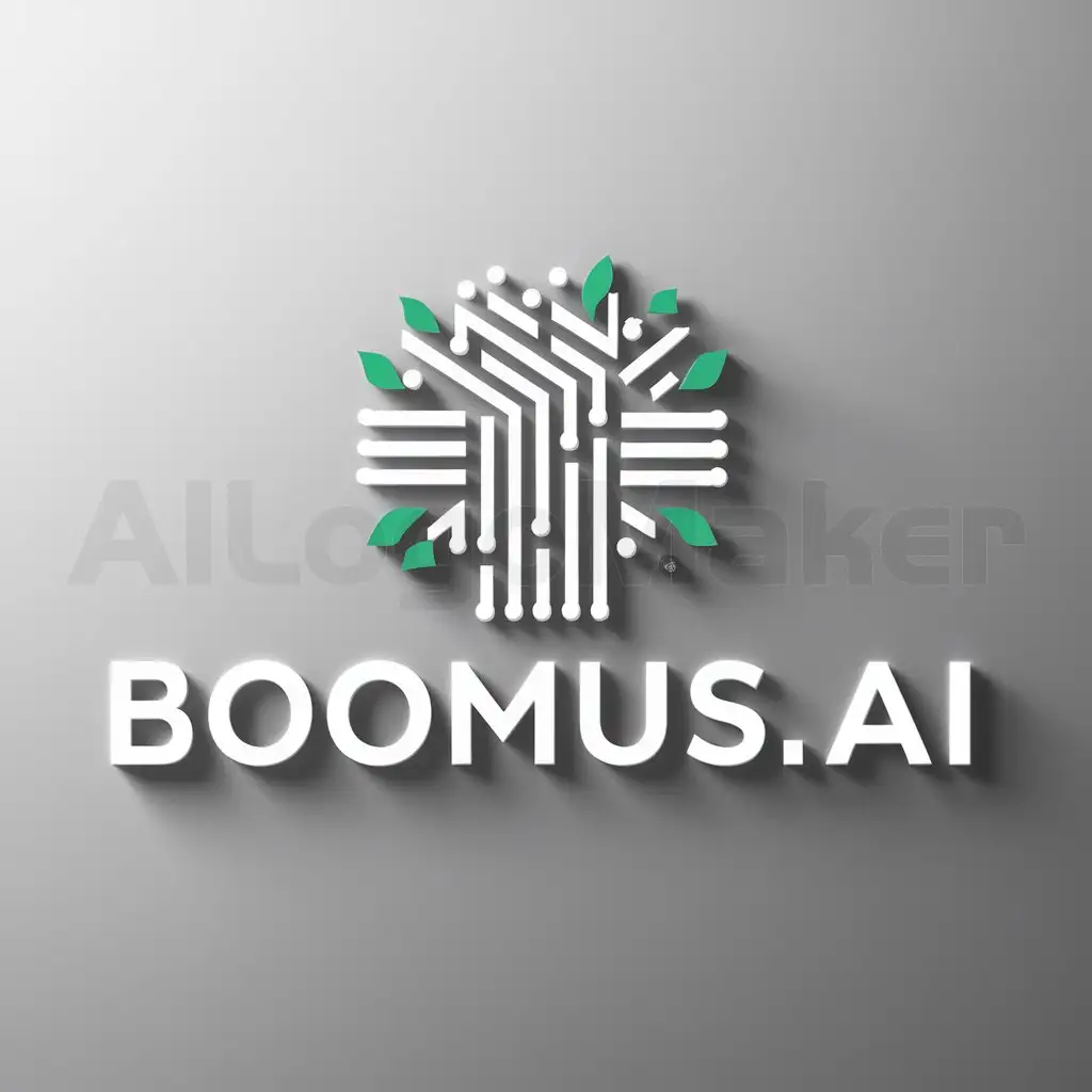 a logo design,with the text "BOOMUS.AI", main symbol:ARTIFICIAL INTELLIGENCE AND AGRICULTURAL SYMBOLS,Moderate,be used in Technology industry,clear background