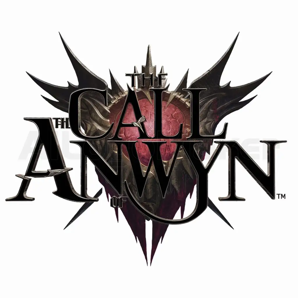 a logo design, with the text 'The Call of Anwyn', main symbol:logo fantasy, d&d, dark, violent, 3d, cinematic, clean sign logo, Dark Souls look like, majestik, sharp focus, cinematic lighting, photorealistic, black letter font, medieval,Moderate,dark and grunge background