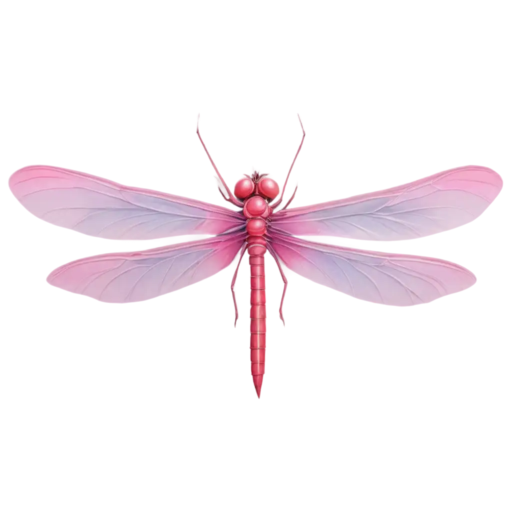 Cute-Dragonfly-Realistic-Art-PNG-Pink-Thin-Body-with-White-Wings