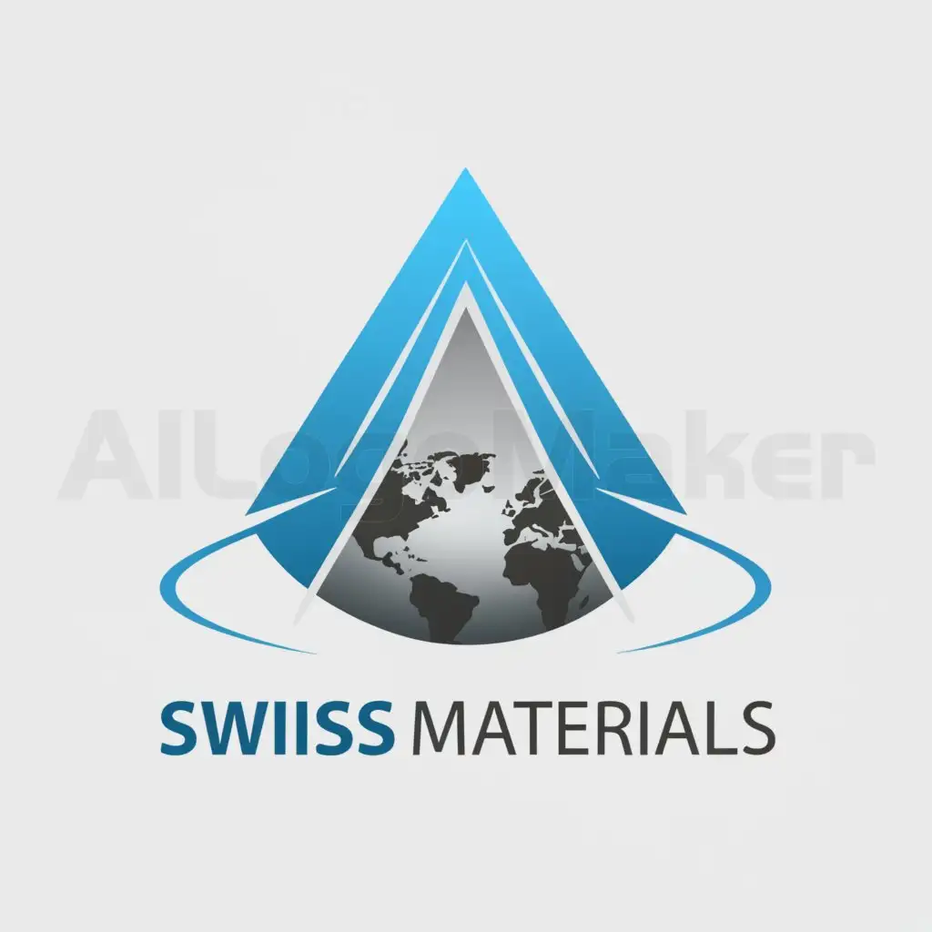 a logo design,with the text "Swiss Materials", main symbol:Pyramid inside elliptical earth 
Special color of blue and special silver,Moderate,be used in Internet industry,clear background