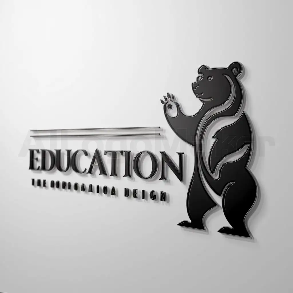 a logo design,with the text "education", main symbol:bear,complex,clear background