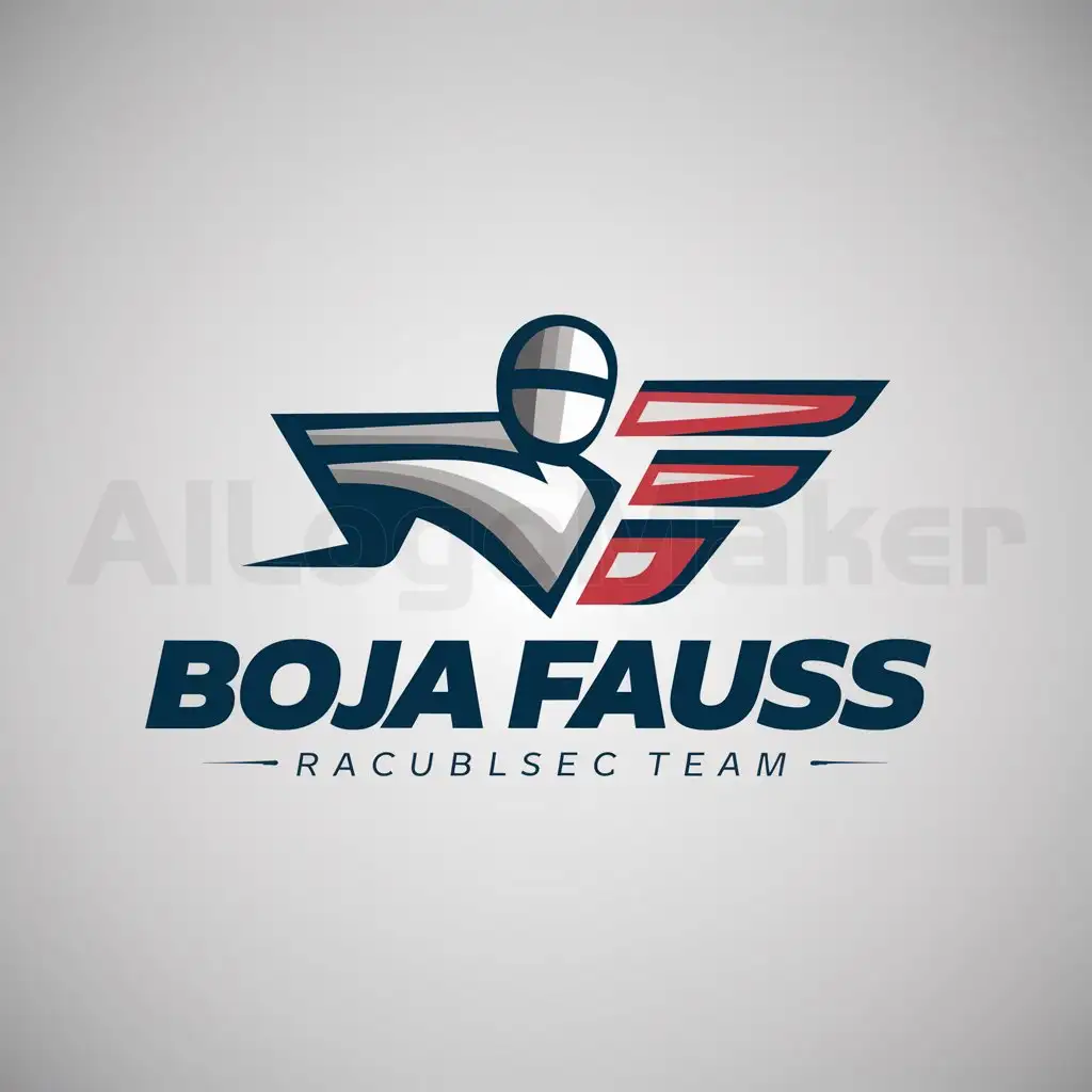 a logo design,with the text "Boja Fauss", main symbol:A racing team,Moderate,be used in Automotive industry,clear background