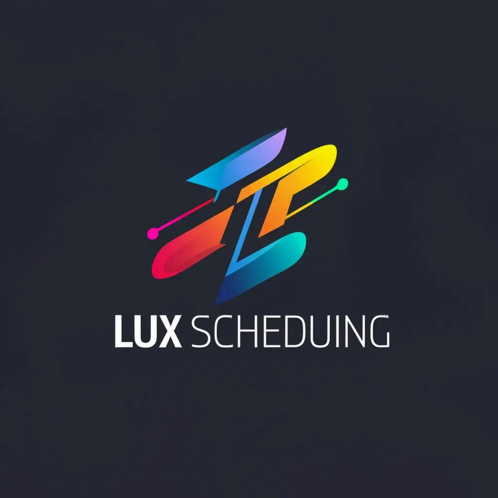 a logo design,with the text "Lux Scheduling", main symbol:Combination of coding syntax and lightning,Moderate,be used in Technology industry,clear background