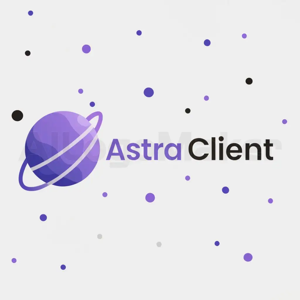 a logo design,with the text "Astra Client", main symbol:Planet, Purple Theme,Minimalistic,clear background