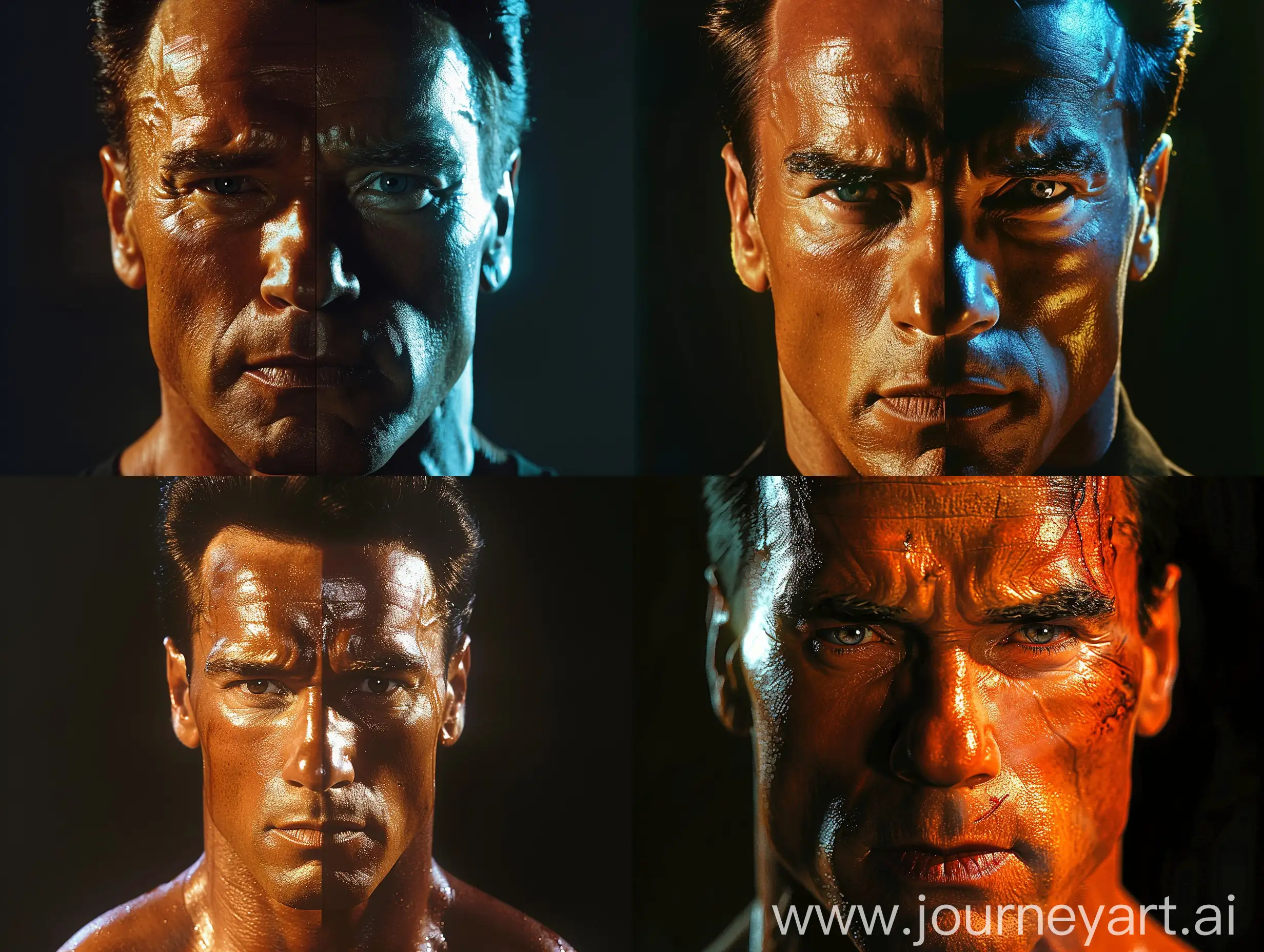 In this captivating thumbnail, Arnold Schwarzenegger stands at the crossroads of his own legend. On one side, he embodies the iconic hero—the chiseled physique, the unwavering determination, and the indomitable spirit that made him a household name. But turn your gaze, and there lies the shadow—the villainous alter ego lurking just beneath the surface. His eyes hold secrets, and the darkness whispers of sacrifices made, compromises struck, and the price of fame paid. The split composition reveals both facets: the charismatic savior and the enigmatic devil. Arnold’s face is half bathed in golden light, while the other half fades into obscurity, hinting at the hidden struggles and moral complexities that fame brings. No text needed; the duality speaks for itself.
