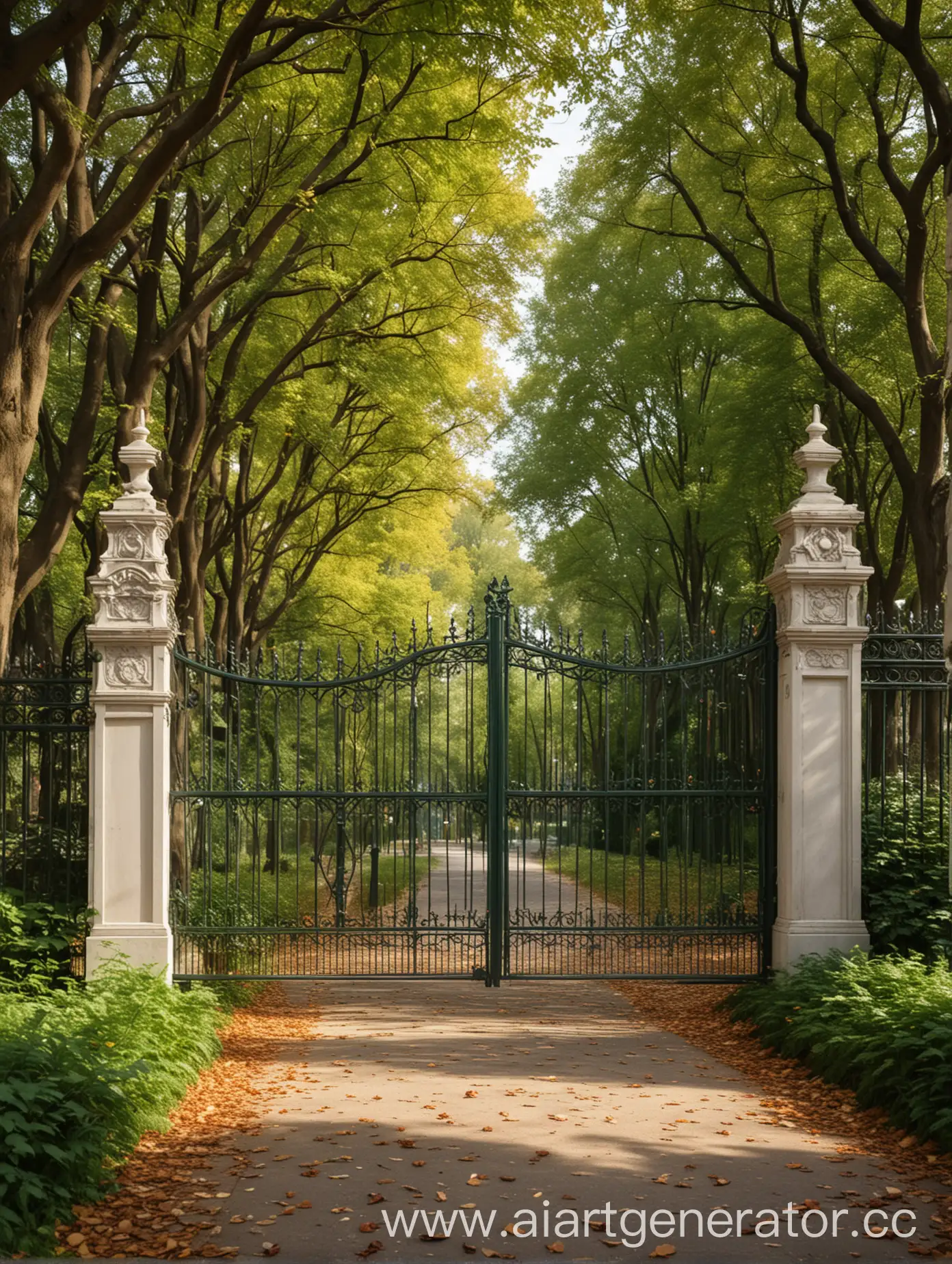 City-Park-Entrance-with-High-Fence-and-FaeInspired-Forest-Theme