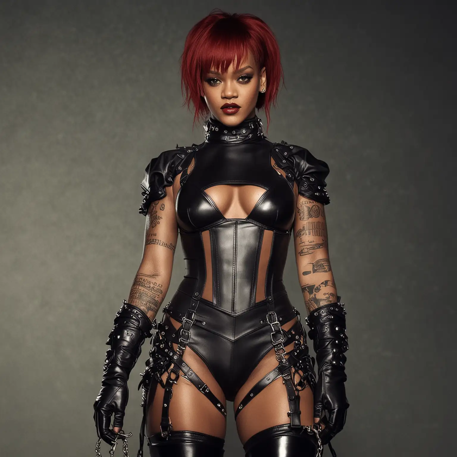 Rihanna Dominatrix Portrait Sultry Empowerment in Leather