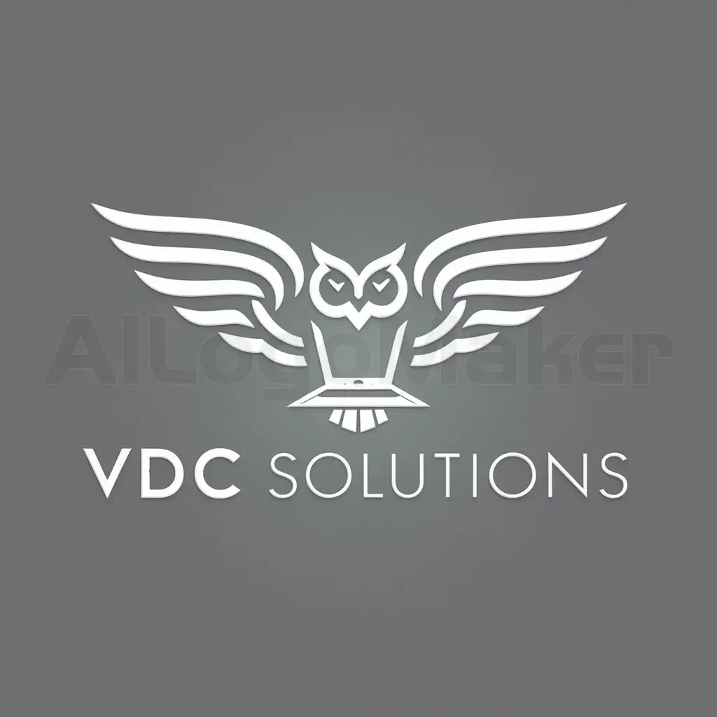 a logo design,with the text "VDC Solutions", main symbol:owl and technology,Moderate,clear background