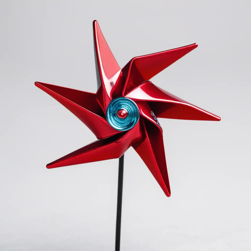 Vibrant Red Pinwheel Spinning in Isolated Serenity