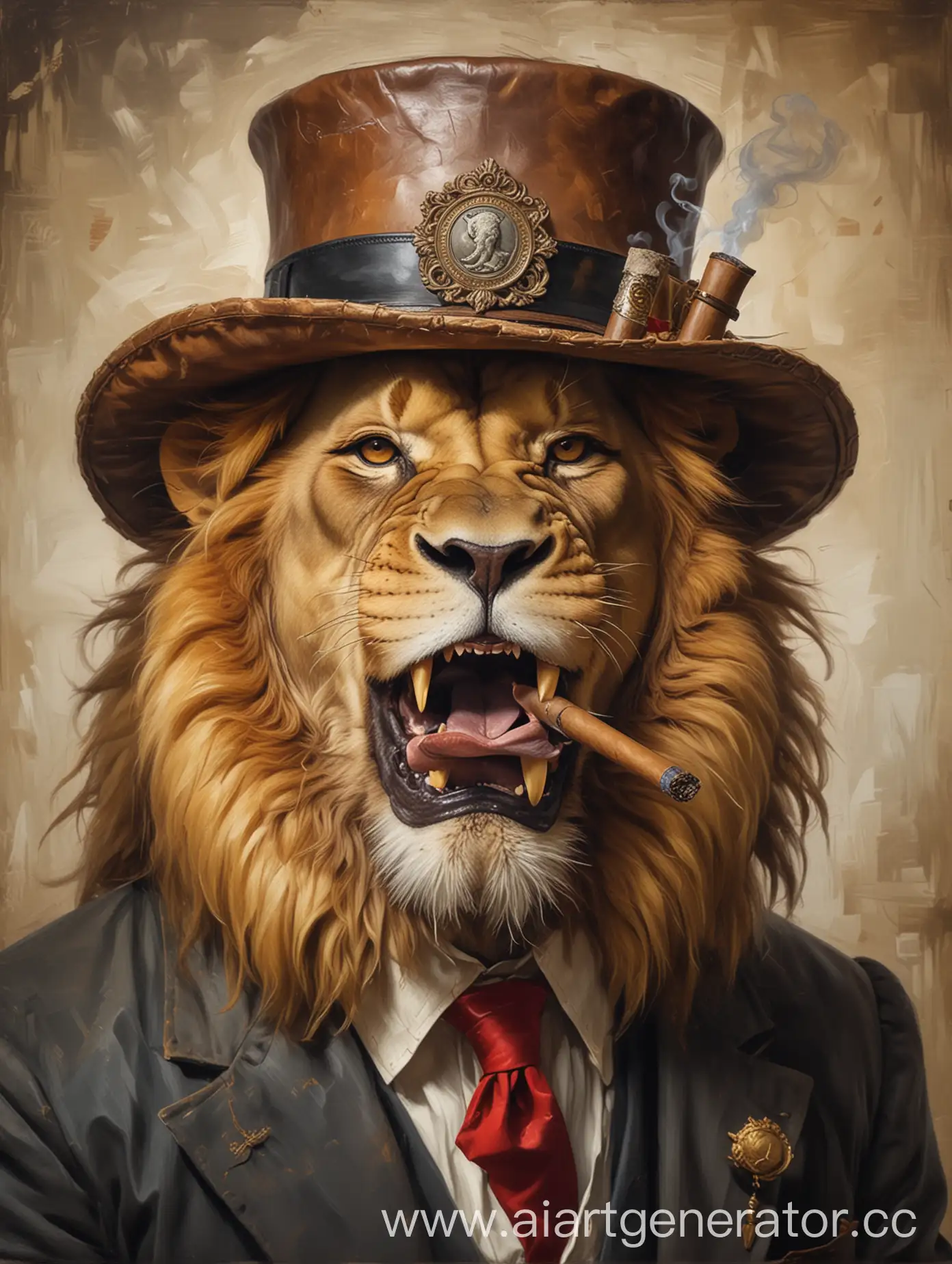 Modern-Lion-Smoking-Cigar-with-Dollar-Lighter