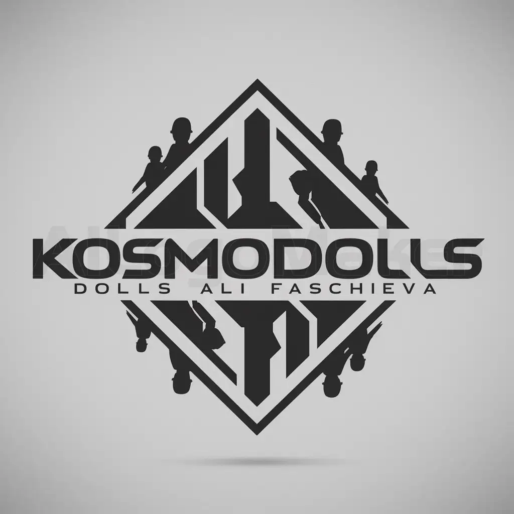 LOGO-Design-For-KosmoDolls-Elegant-2D-Diamond-with-Silhouette-Dolls