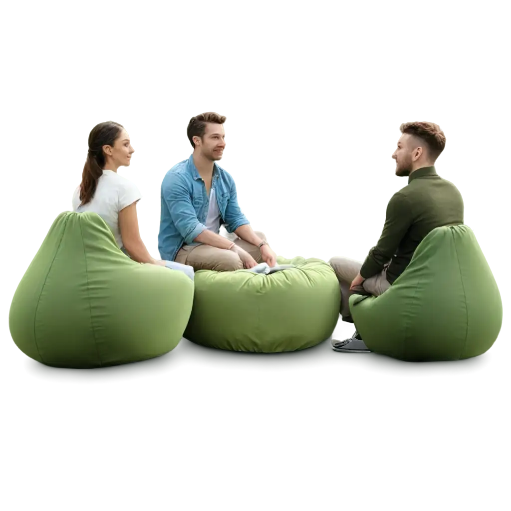 Serene-Nature-Scene-People-Relaxing-on-Poufs-in-HighQuality-PNG-Format