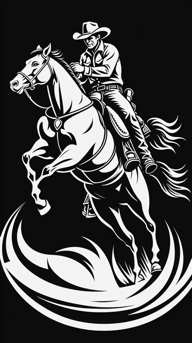 vector art logo of Rodeo Cowboy, 2d, 2 color, black and white