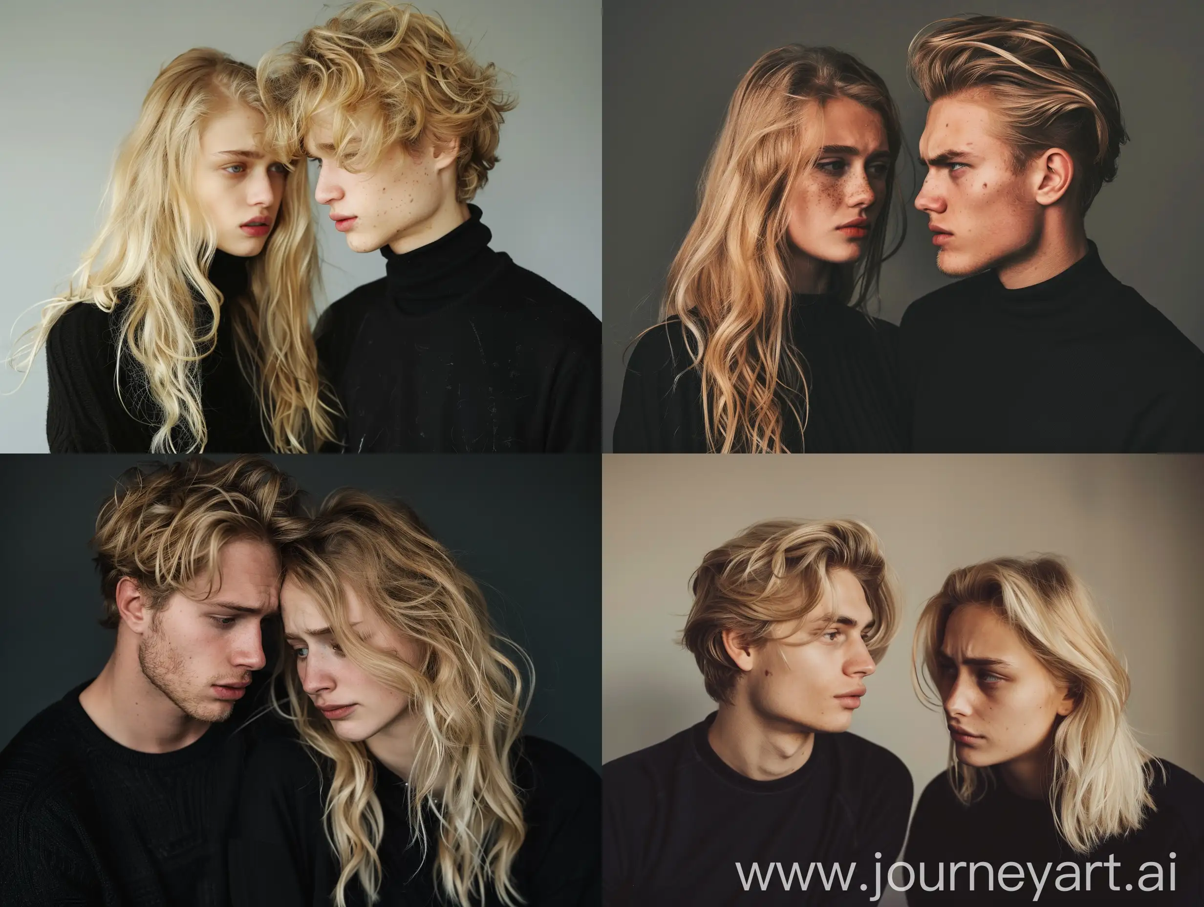 Attractive-Blonde-Couple-in-Black-with-Sad-Expressions