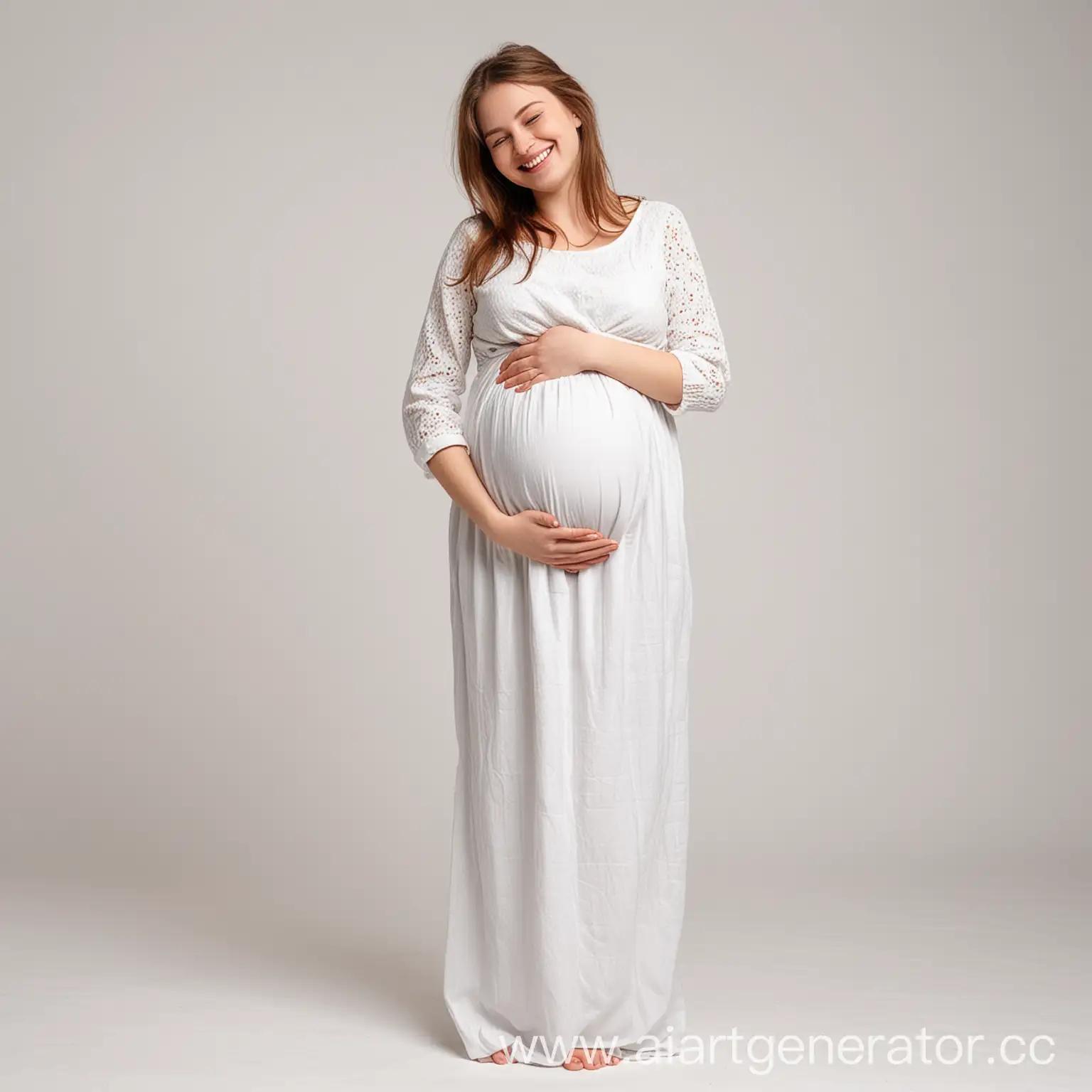 Joyful-Pregnant-Woman-Holding-Her-Belly-on-White-Background