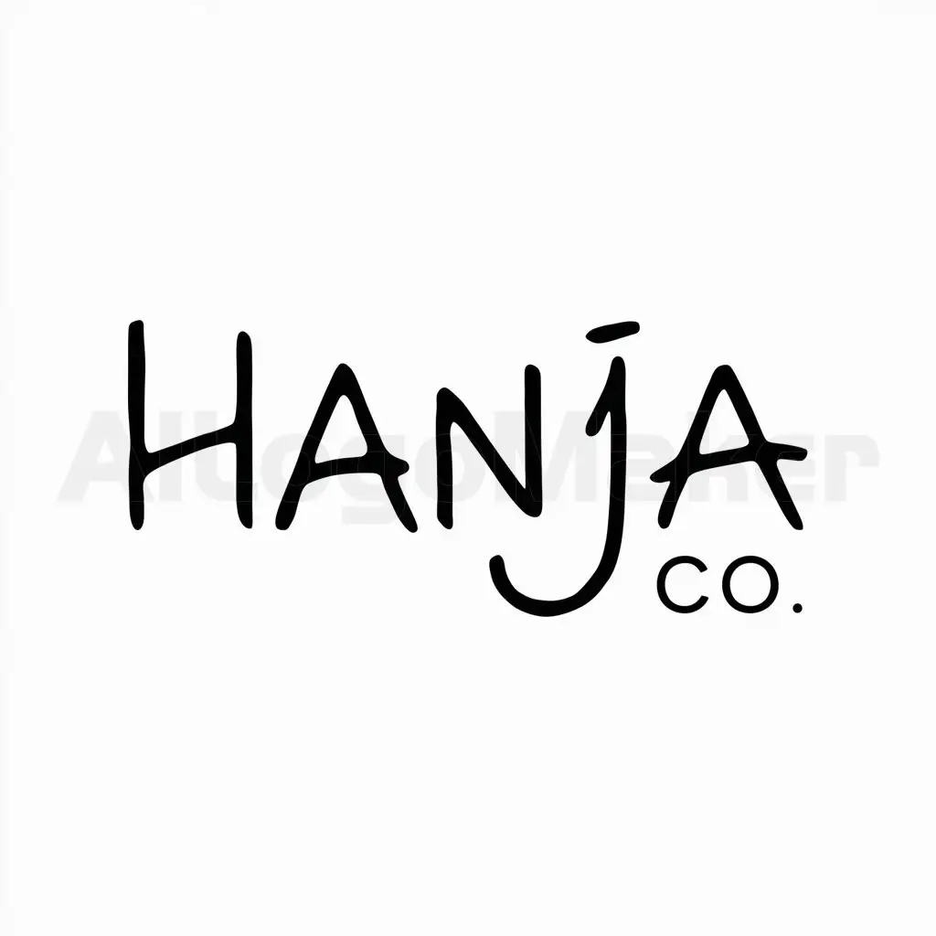 a logo design,with the text "hanja co.", main symbol:handwriting of hanja co.,Moderate,be used in Others industry,clear background