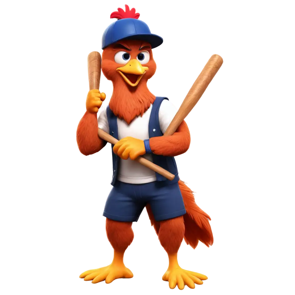 strong chicken with baseball bat