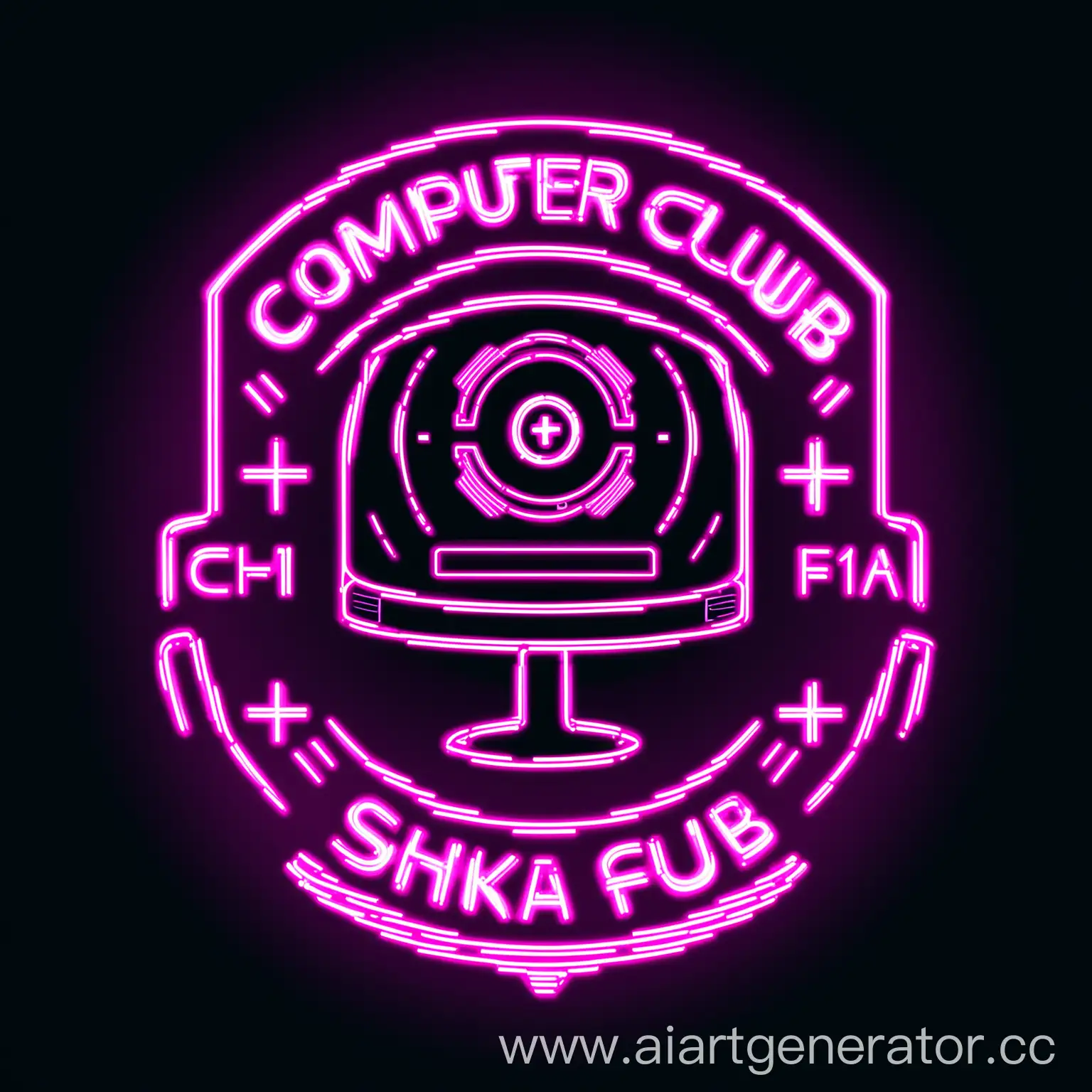 Neon-Computer-Club-Logo-Design-F1SHKA-with-Futuristic-Text
