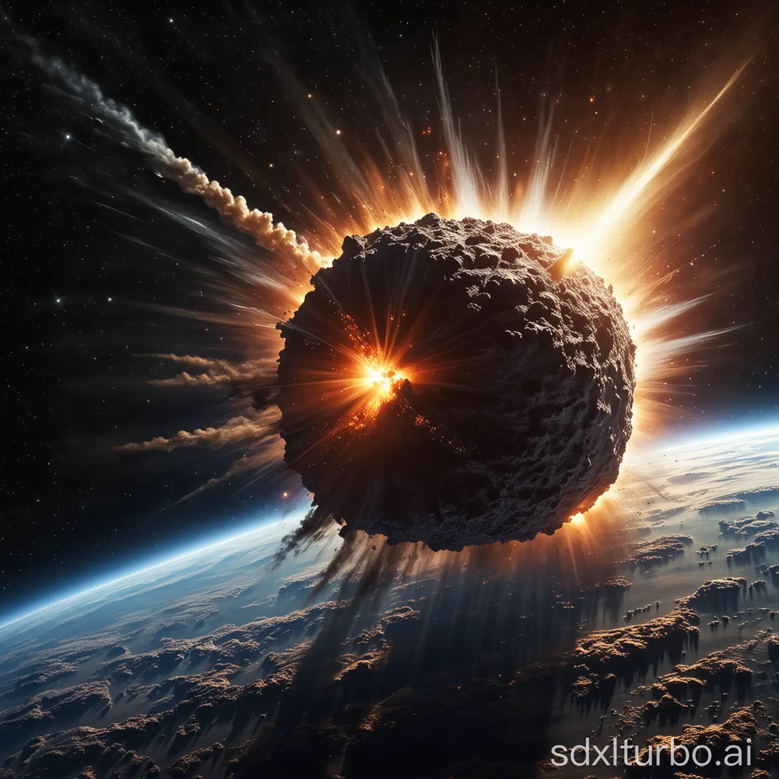 a comet crashing into earth
