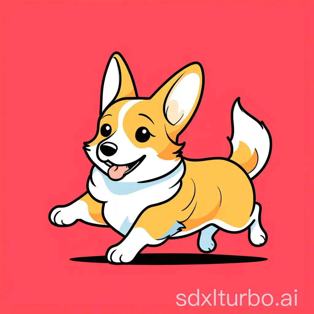 Energetic-Cartoon-Corgi-Running-Playful-Side-View-Illustration