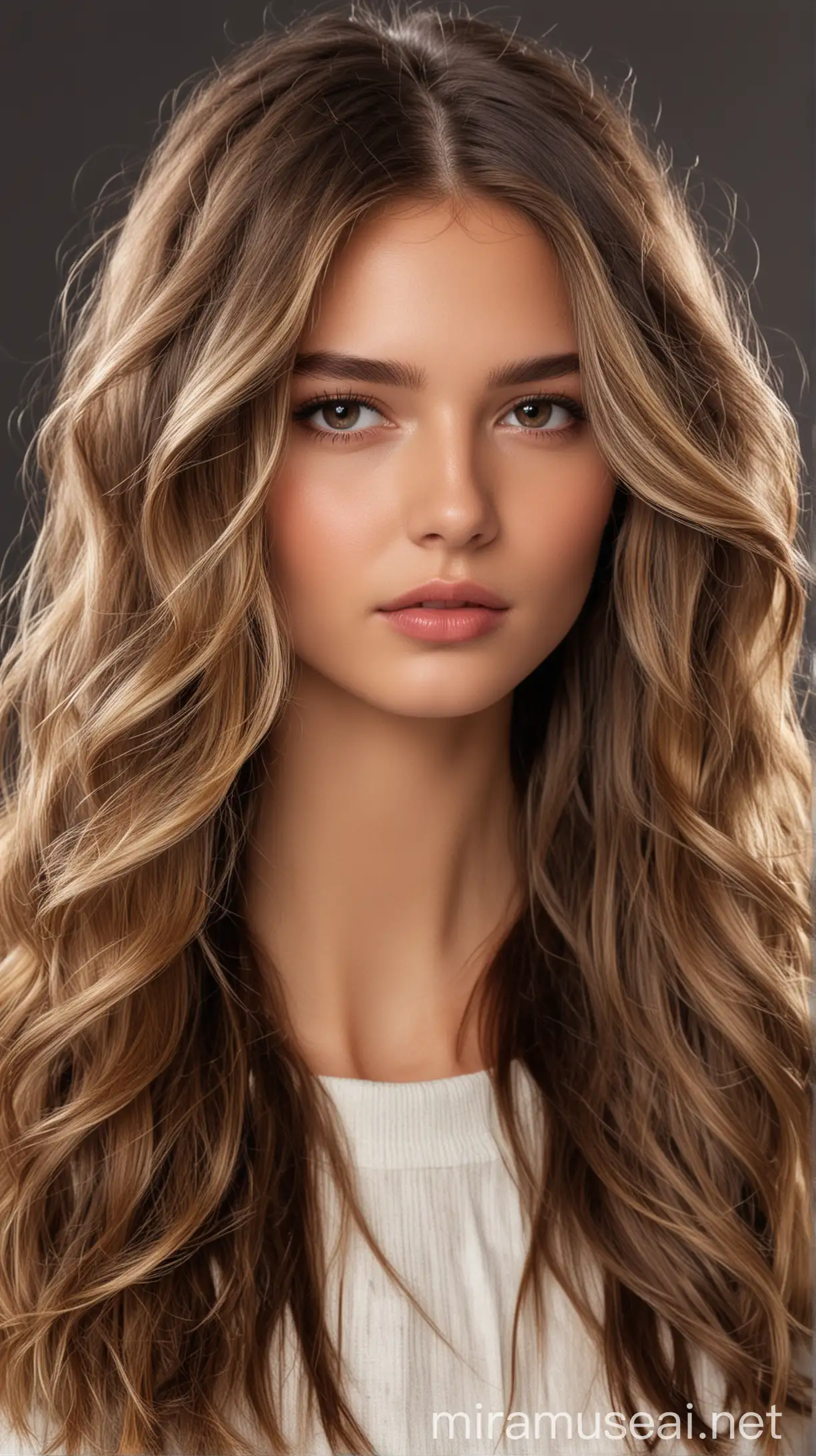 Spectacular model with brunette balayage hair