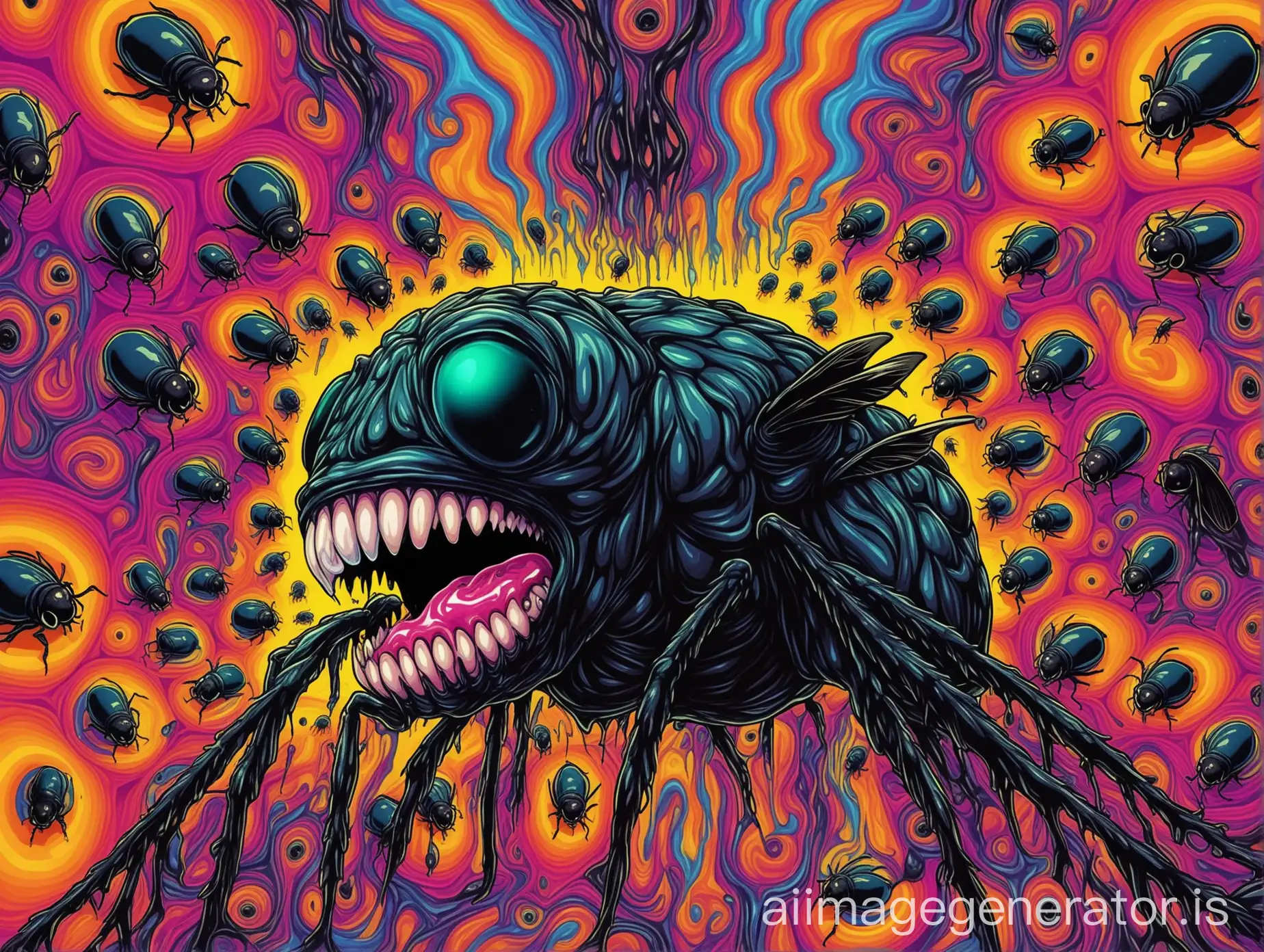 Psychedelic-Black-Fly-with-HumanLike-Teeth