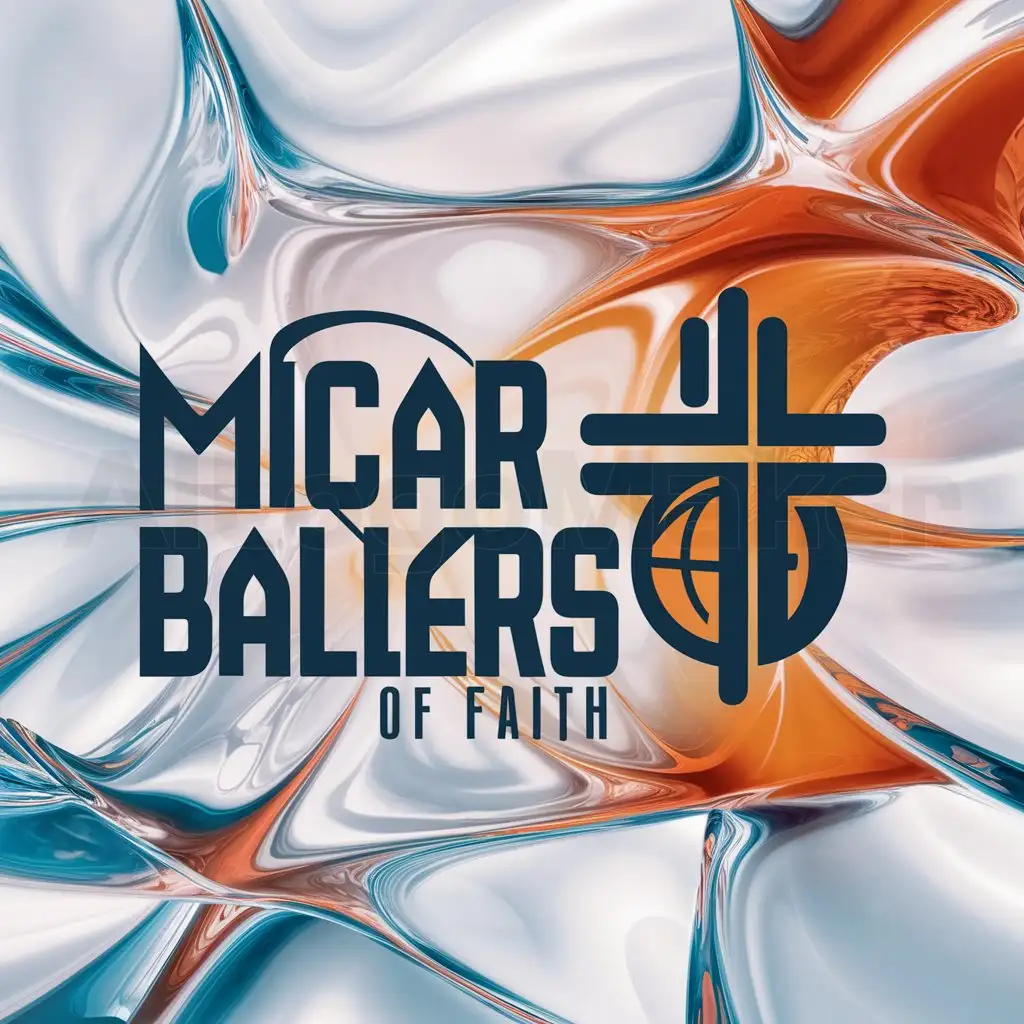 a logo design,with the text "MICAR Ballers of Faith", main symbol:Basketball and cross,complex,clear background