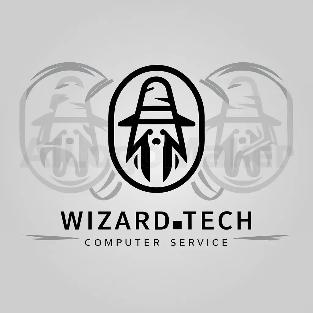 LOGO-Design-For-Wizard-Tech-Minimalistic-Oval-Magician-Symbol-for-Computer-Services