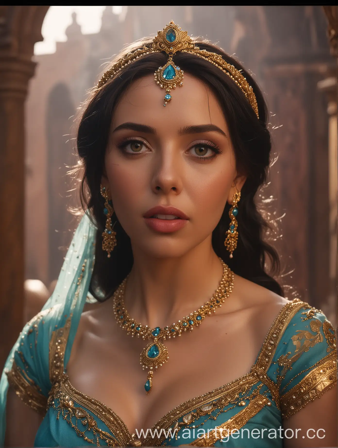 Stunning Princess Jasmine- scarlett johansson 8k photography, in Action, cinematic