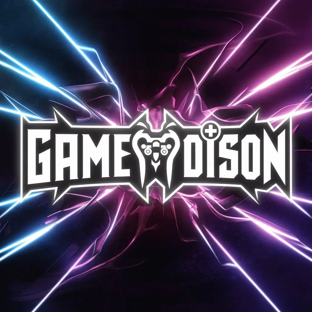 Баннер для игрового канала ютуб с названием "Gamepoison", с голубым и фиолетовым неоном