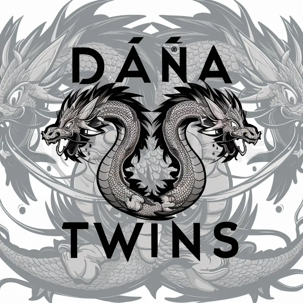 a logo design,with the text "DAÑA TWINS", main symbol:anime,complex,clear background