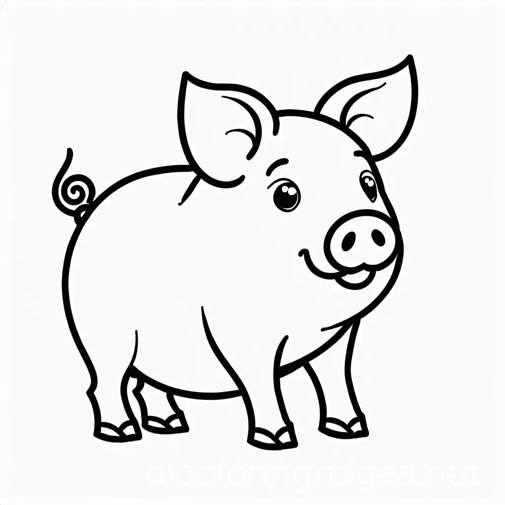 A pig, Coloring Page, black and white, line art, white background, Simplicity, Ample White Space.