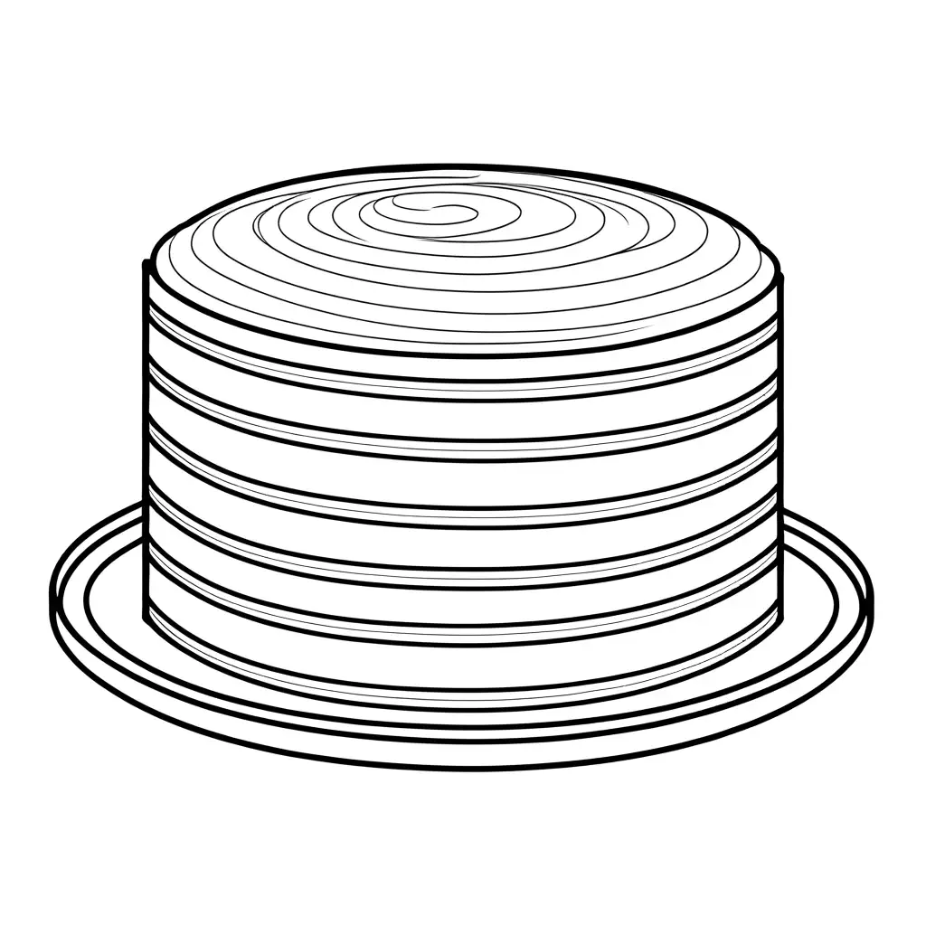 a tiramisu cake, coloring page
, Coloring Page, black and white, line art, white background, Simplicity, Ample White Space. The background of the coloring page is plain white to make it easy for young children to color within the lines. The outlines of all the subjects are easy to distinguish, making it simple for kids to color without too much difficulty