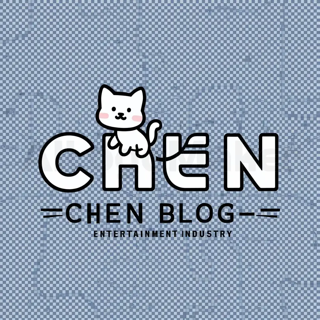 LOGO-Design-For-Chen-Blog-Playful-Cat-Symbol-with-Clear-Background