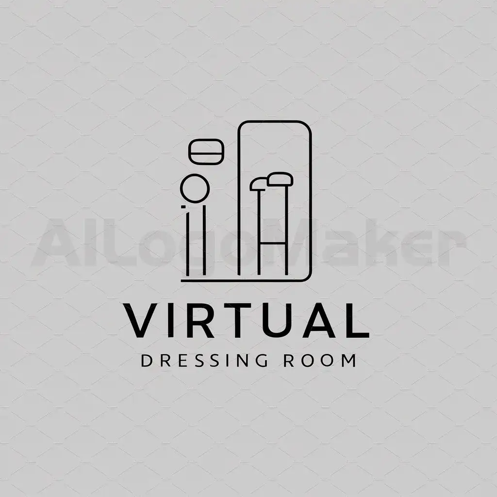 a logo design,with the text "virtual dressing room", main symbol:fitting room virtual,Minimalistic,be used in Construction industry,clear background