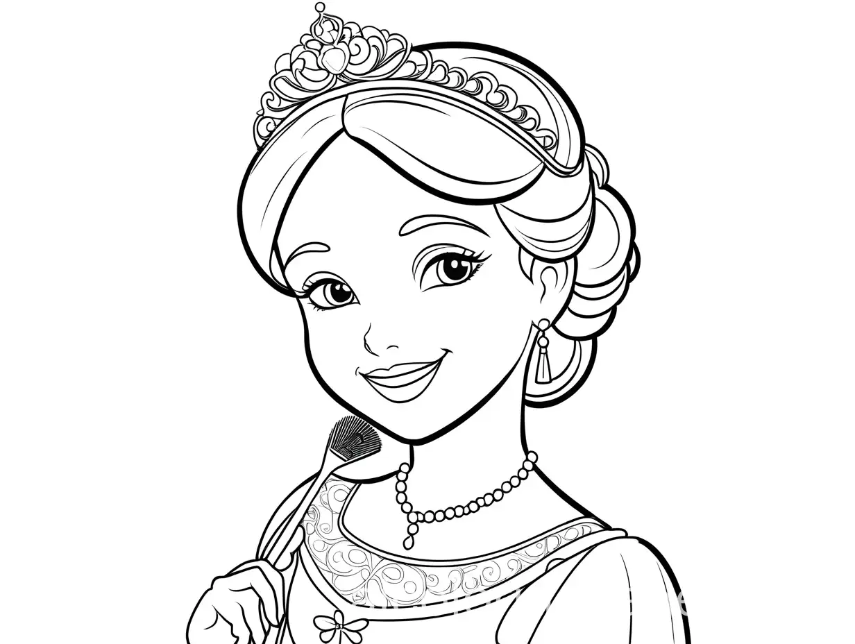 Smiling-Princess-Holding-Hair-Brush-Coloring-Page