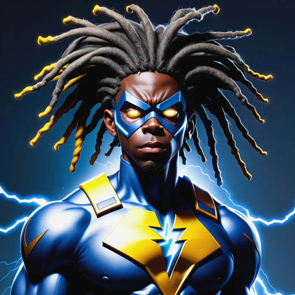 African American Static Shock the Superhero with dreadlocks