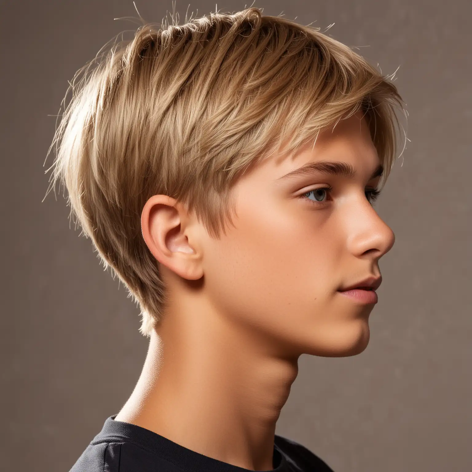Profile Portrait of a Blonde Teenage Boy with Sunlit Highlights