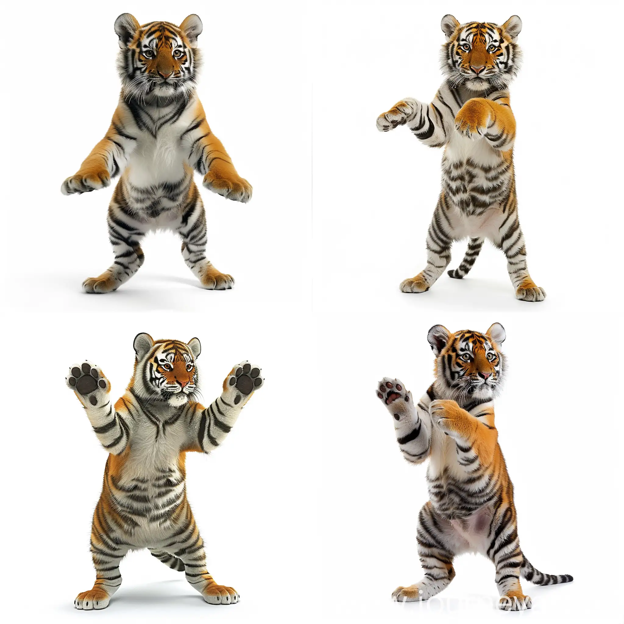 Anthropomorphic-Tiger-Cub-Cartoon-Character-Standing-Front-View