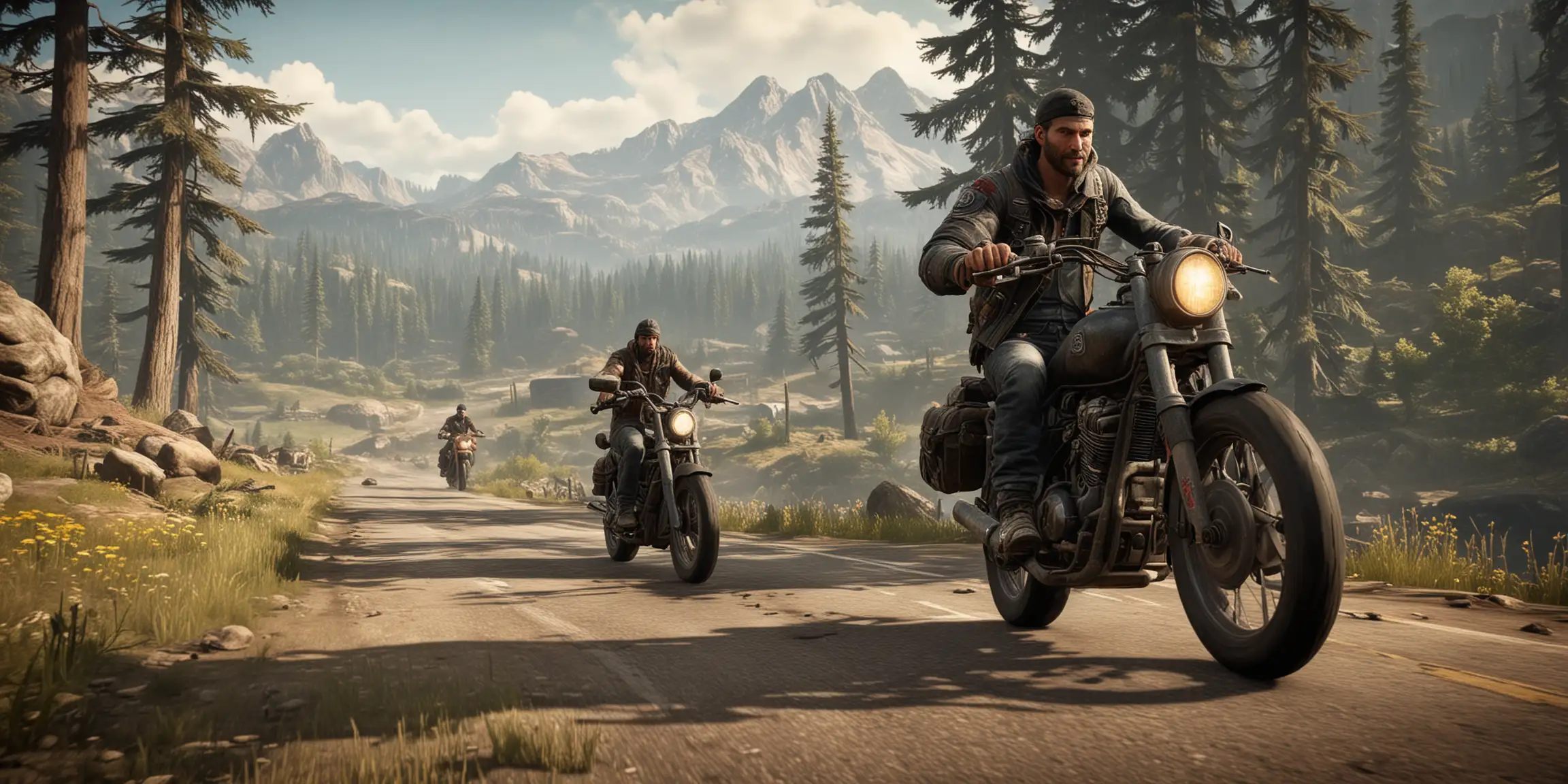 Days gone landscape image with Deacon riding his motorcycle
