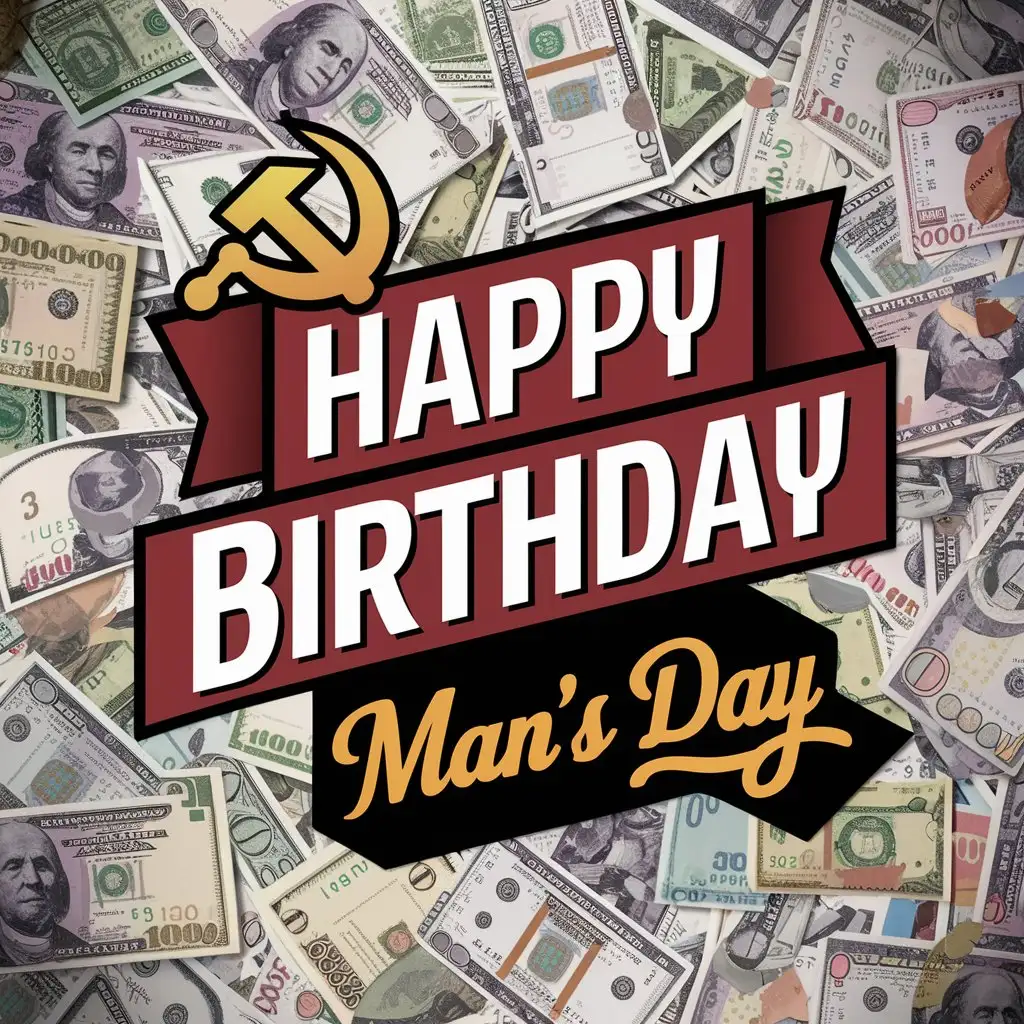 Happy birthday background for man  best wishes money with communism theme
