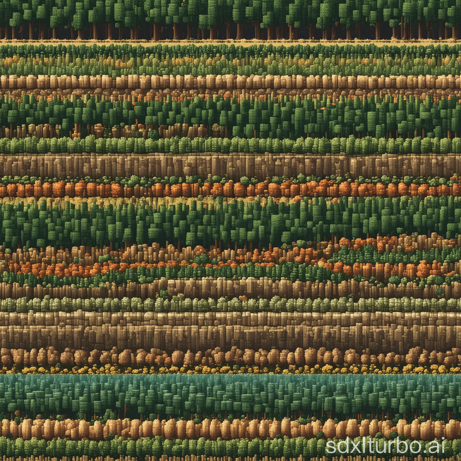 pixel art textures 16px by 16px of a variety of biomes
