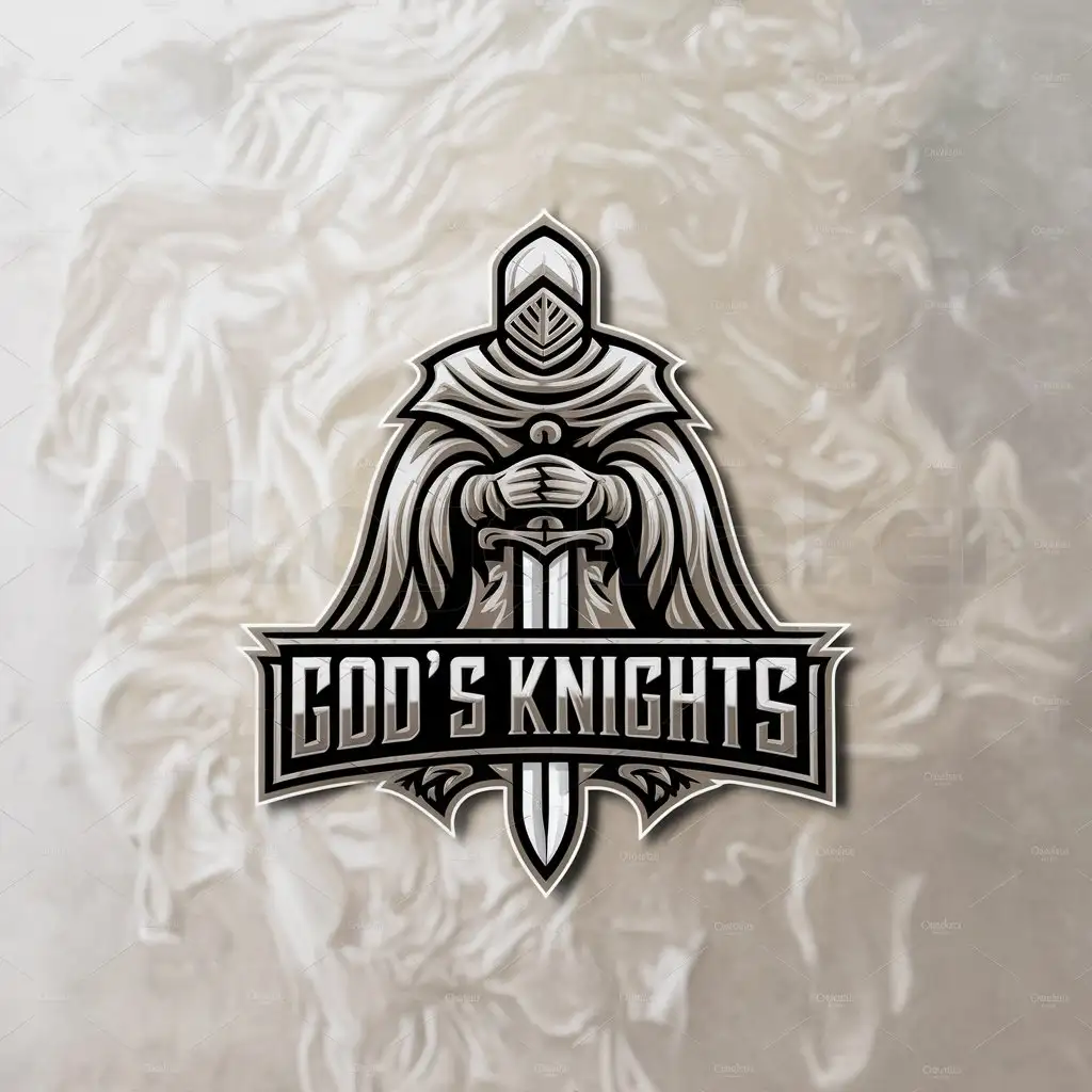 LOGO-Design-For-Gods-Knights-Noble-Robed-Knight-with-Sword-Emblem